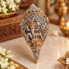 Ganesh Silver Shankh Showpiece