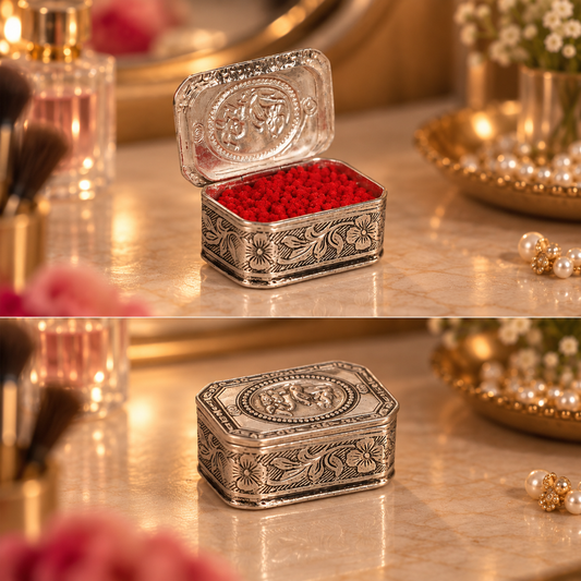 Silver Rectangular Kumkum Box (SINGLE PIECE)