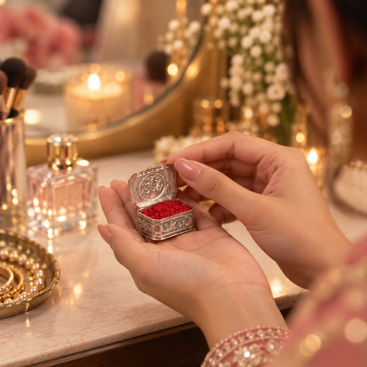 Silver Rectangular Kumkum Box (SINGLE PIECE)