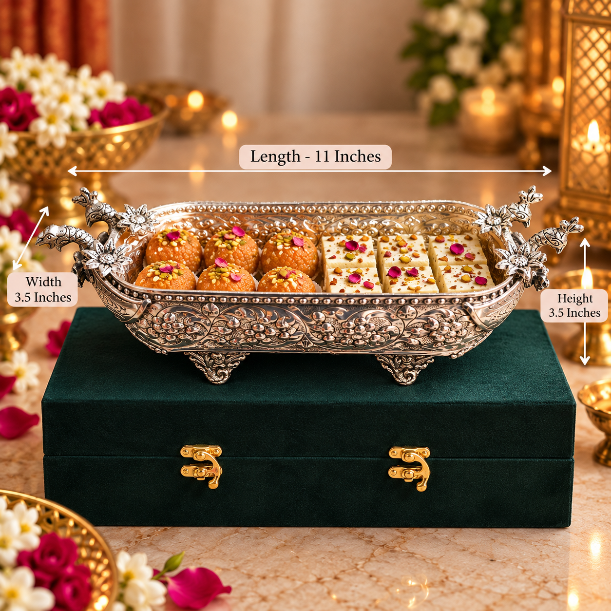 Pushp Bel Silver Urli with Gift Box